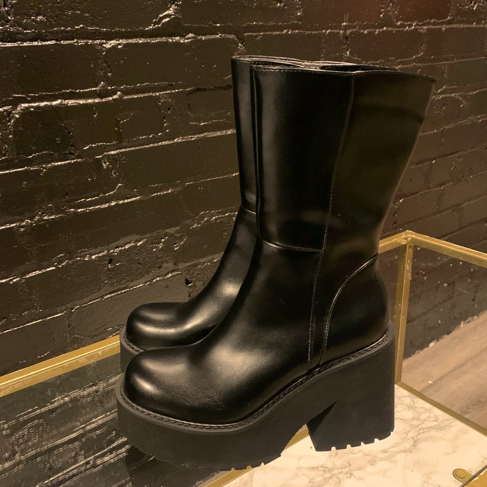Platform Boots, Faux Leather - BRAND NEW